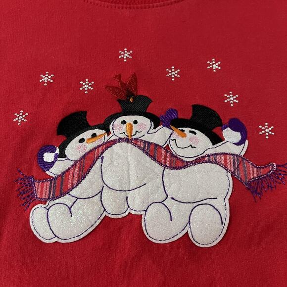 M & C Sportswear Sweatshirt Womens M Red Snowman Embroidered Retro Christmas - Picture 2 of 9